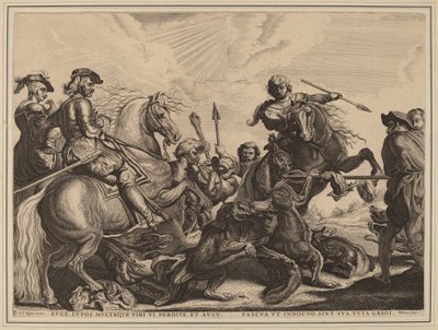 Vargjakten av Willem van der Leeuw after Sir Peter Paul Rubens