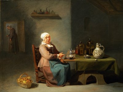 En kvinde i en køkkensvend av Willem van the Elder Herp
