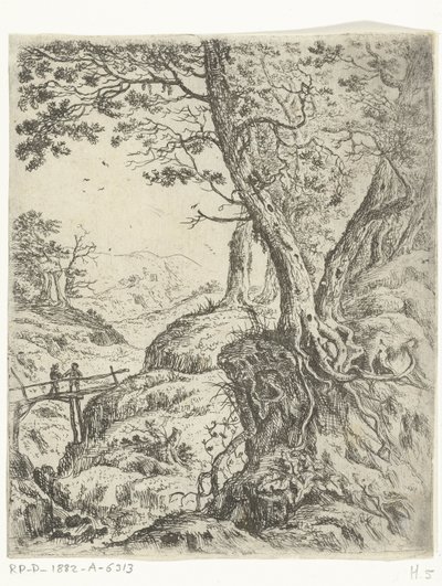 Landskap med träbro av Willem von Bemmel