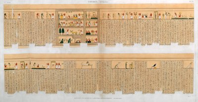 Illustrationer av ett manuskript med hieroglyfer, från en grav i Thebe, Egypten, 1822 av Willemin