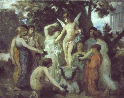 Offer till Amor (olja på duk) av William Adolphe Bouguereau