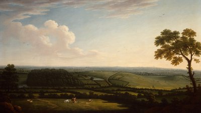 Vidsträckt skogslandskap med en avlägsen utsikt över en stad (olja) av Joseph Mallord William Turner