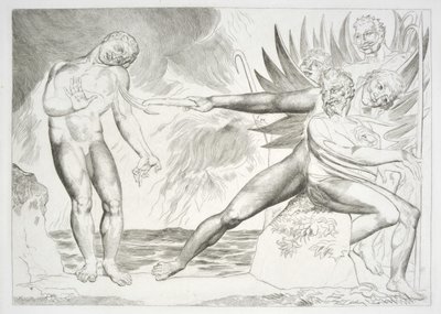 De korrupta tjänstemännens cirkel: Djävlarna som plågar Ciampolo Inferno, Canto XXII, illustration till "Den gudomliga komedin" av Dante Alighieri av William (after) Blake