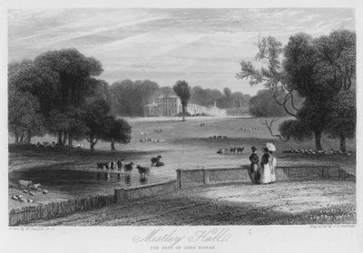 Mistley Hall, säte för Lord Rivers (gravyr) av William (after) Daniell