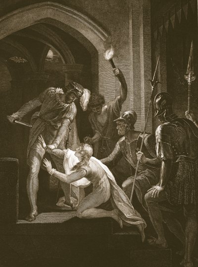 Arthurs död, graverad av J. Fittler, illustration från David Humes "The History of England", pub. av R. Bowyer, London av William (after) Hamilton