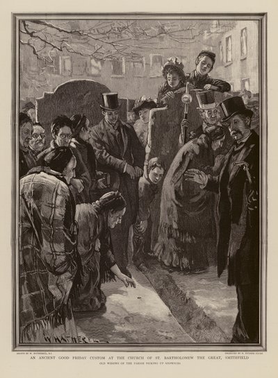 Långfredagen i kyrkan St Bartholomew the Great, Smithfield (gravyr) av William (after) Hatherell