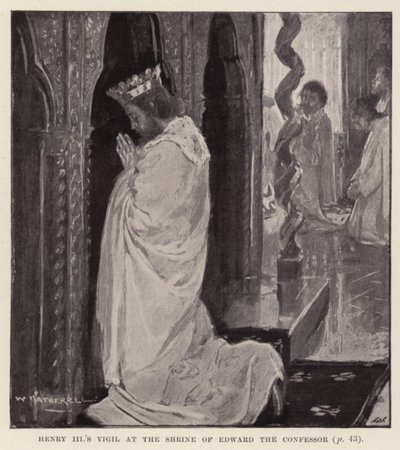 Henrik III:s vaka vid Edvard Bekännarens helgedom (litografi) av William (after) Hatherell