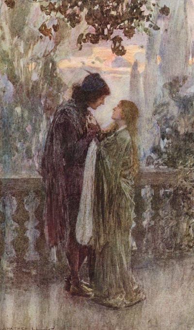 Shakespeares Romeo och Julia: Akt III, Scen V (färglitografi) av William (after) Hatherell