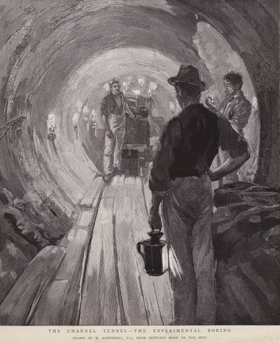 Kanaltunneln - The Experimental Boring (litho) av William (after) Hatherell