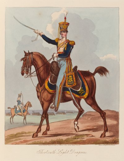 Trettonde ljusa dragonerna    (akvatint, färgad) av William (after) Heath