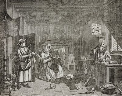 Drabbad poet, efter målning av William Hogarth av William (after) Hogarth