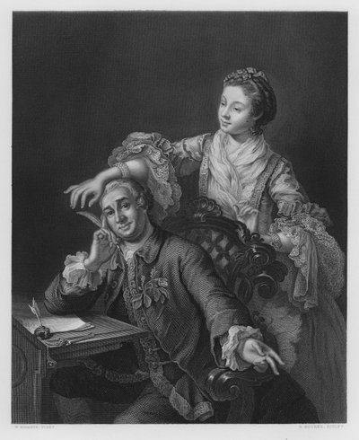 Garrick and His Wife, från bilden i Kungliga Samlingen (gravyr) av William (after) Hogarth