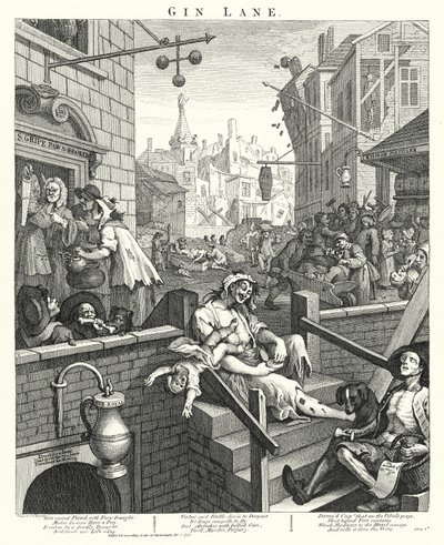 Gin Lane (gravyr) av William (after) Hogarth