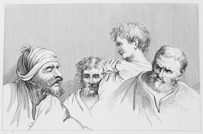 Heads from the Cartoons at Hampton Court (gravyr) av William (after) Hogarth