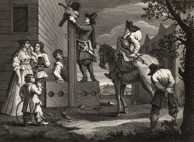 Hudibras leder Crowdero i triumf, ur "Hudibras" av Samuel Butler (1612-80) graverad av J. Romney, ur "The Works of William Hogarth", utgiven 1833 (litografi) av William (after) Hogarth
