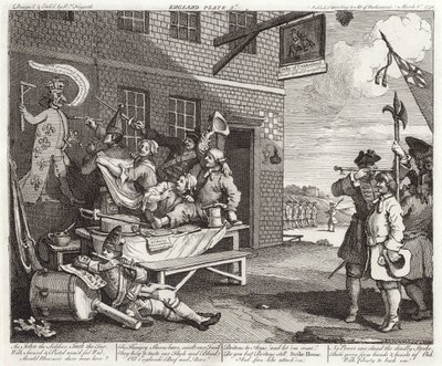 Invasionen - England - Plåt 2 av William (after) Hogarth