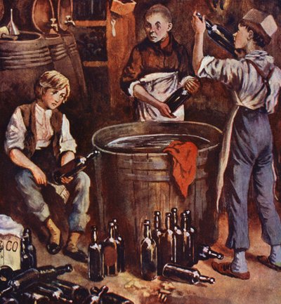 David Copperfields barndom (färglitografi) av William (after) Rainey