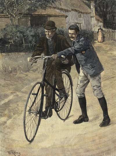 Att lära sig den gamle pappan”. Gravyr från W. Raineys aquerelle. 1893." av William (after) Rainey