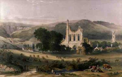 Byland Abbey från sydväst, från 