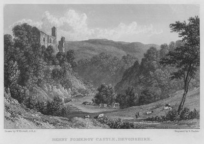 Berry Pomeroy Castle, Devonshire (gravyr) av William (after) Westall