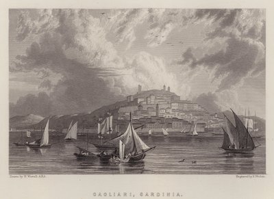 Cagliari, Sardinien (färg litho) av William (after) Westall