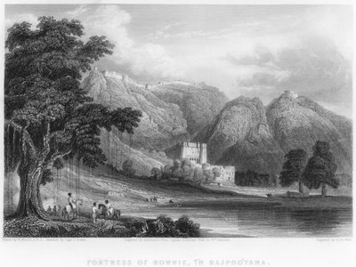 Fortress of Bowrie, i Rajpootana (gravyr) av William (after) Westall