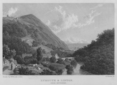 Lynmouth och Linton, North Devonshire (gravyr) av William (after) Westall