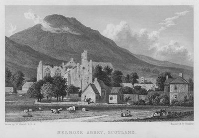 Melrose Abbey, Skottland (gravyr) av William (after) Westall