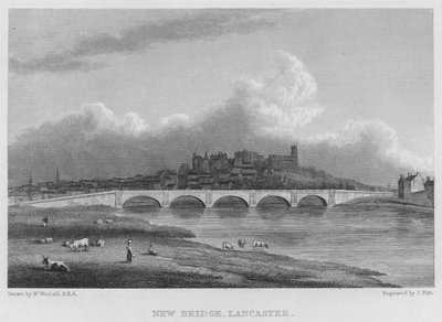 New Bridge, Lancaster (gravyr) av William (after) Westall