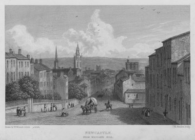 Newcastle, från Westgate Hill (gravyr) av William (after) Westall