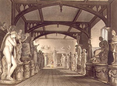 Staty Gallery, illustration från "Historien om Oxford", graverad av puben Frederick Christian Lewis (1779-1856). av R. Ackermann av William (after) Westall
