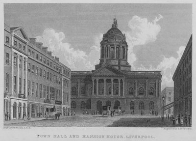 Town Hall and Mansion House, Liverpool (gravyr) av William (after) Westall
