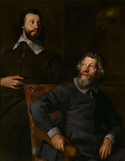 Porträtt av två herrar, kallade Nicholas Stone och hans son (olja på duk) av William (attr. to) Dobson