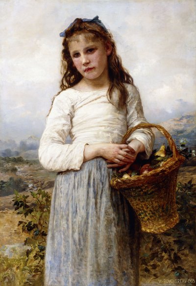 En ung flicka med en fruktkorg, 1905 av William Adolphe Bouguereau