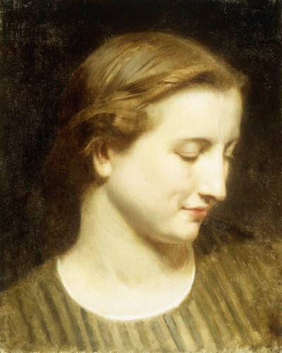 Kvinna i randig klänning av William Adolphe Bouguereau