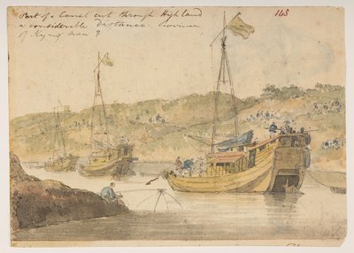 143’ En del av en kanal skar genom högt land en ansenlig sträcka. Provinsen Kyangnan.”  , från ett album med 372 teckningar av landskap, kustlinjer, kostymer och vardagsliv gjorda under Lord Macartneys ambassad till kejsaren av Kina, mellan 1792 och av William Alexander