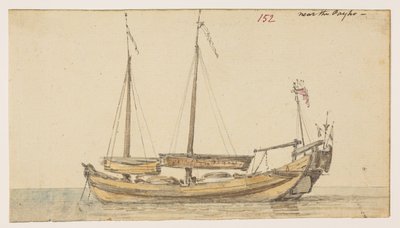 152 Båt "nära Payho."  , från ett album med 372 teckningar av landskap, kustlinjer, kostymer och vardagsliv gjorda under Lord Macartneys ambassad till Kinas kejsare, mellan 1792 och 1794 (penna och akvarell på papper) av William Alexander
