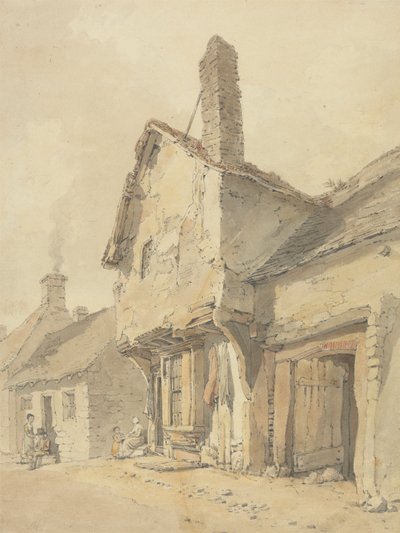En bygata, figurer av gamla stugor av William Alexander