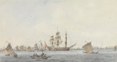 Hindostan vid ankar i Mi-a-tau sund i staden Ten-choo-fou vid ingången till Pekinbukten av William Alexander