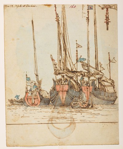 f.62 160’ 22 nov. Fartyg vid Tin-hau.’  , från ett album med 372 teckningar av landskap, kustlinjer, kostymer och vardagsliv gjorda under Lord Macartneys ambassad till Kinas kejsare, mellan 1792 och 1794 (penna och akvarell på papper) av William Alexander