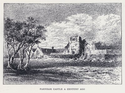 Farnham Castle för ett sekel sedan (gravyr) av William Alexander Ansted