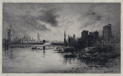 Lambeth Palace (etsning) av William Alexander Ansted