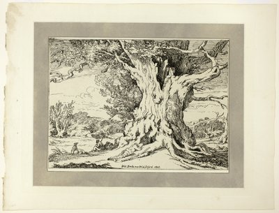 Resting, Men and Dogs Under a Big Tree, från första numret av Specimens of Polyautography av William Alfred Delamotte