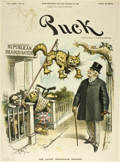 Den senaste republikanska Bugaboo, från Puck av William Allen Rogers