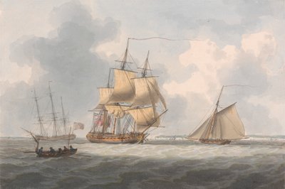 En fregatt som väntar på en pilot av William Anderson
