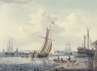 En vy över Greenwich och Deptford som visar Royal Naval College och Royal Dockyard, 1789 (wc) av William Anderson