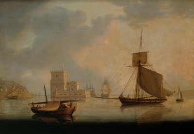 Naval Cutter av Belem Tower vid mynningen av Tejo av William Anderson
