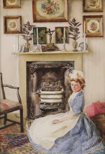 Blackleading the Fire Grate, 1907 (wc på papper) av William B. E. Rankin