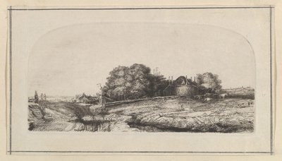 Landskap med en hölada och en fårflock kopia, 1750-1810. av William Baillie