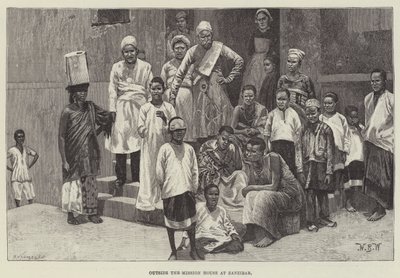 Utanför missionshuset på Zanzibar av William Barnes Wollen